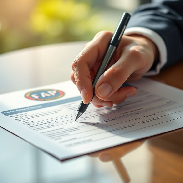 Assinando formulário de bolsa de Fundações de Amparo à Pesquisa (FAPs).