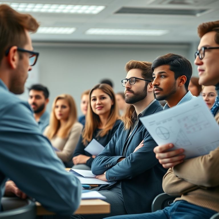 Aula teórica em curso técnico do SENAI com alunos diversos.