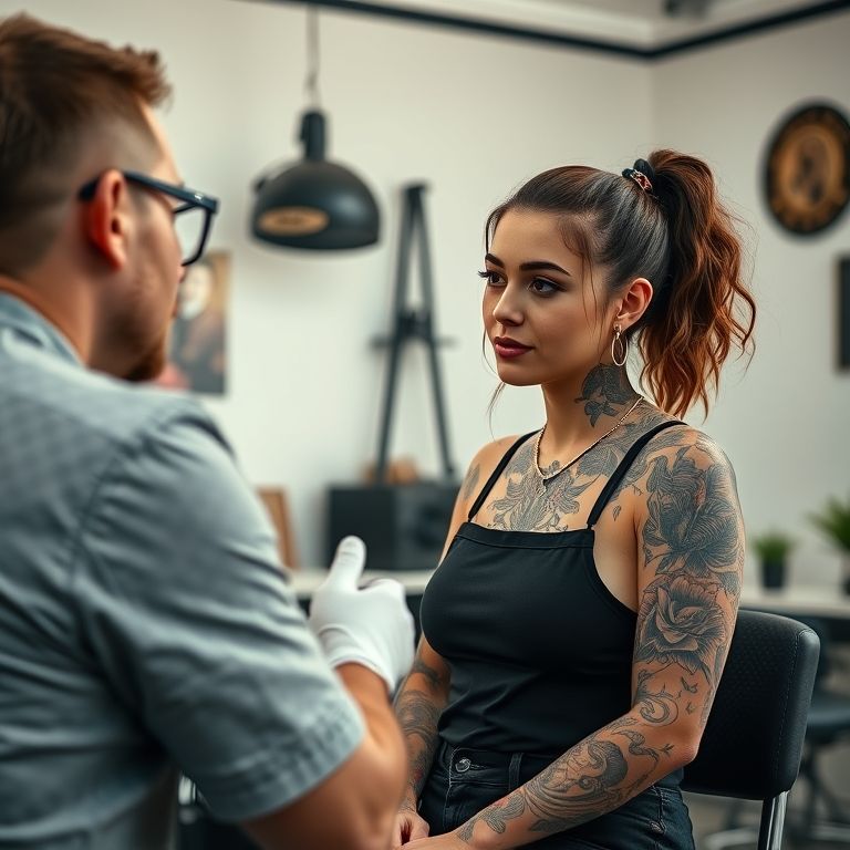 Cliente e tatuador em consulta