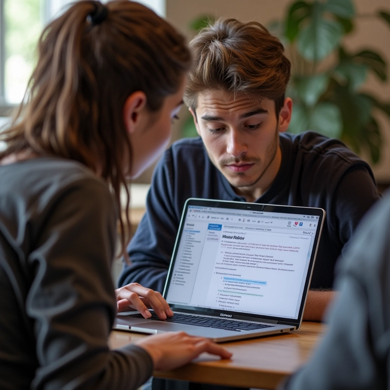 Dois estudantes universitários colaborando em um documento do OneNote.
