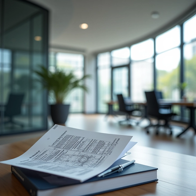 Engenheiro civil consultando normas técnicas da ABNT em escritório.