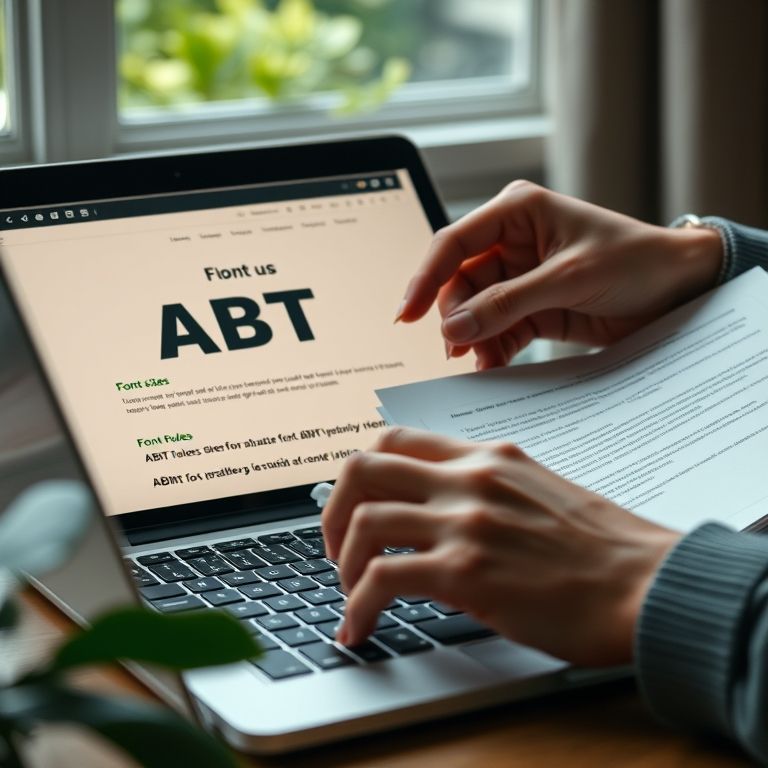 Escolhendo a fonte e o tamanho adequados para o TCC nas normas ABNT no notebook.