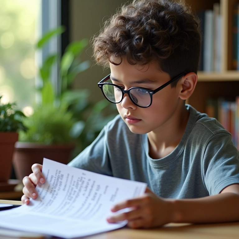 Estudante analisa documento com foco, representando os requisitos do Prouni.
