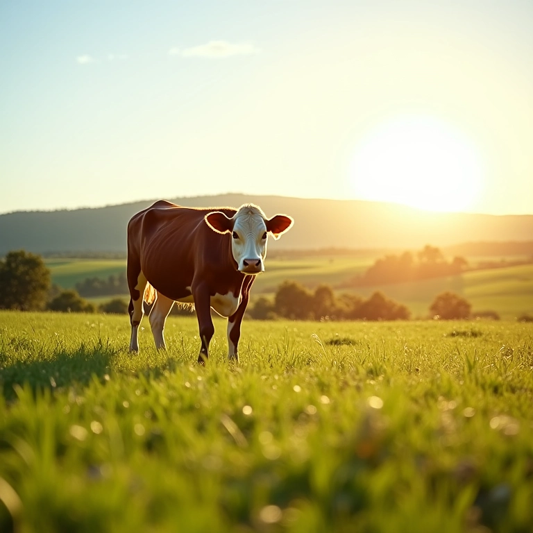 Gado pastando em pastagem verde exuberante.
