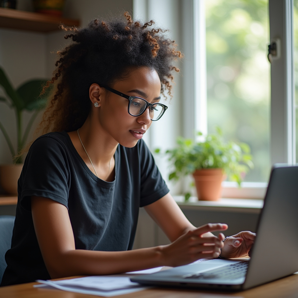 Pessoa estudando inglês online em Joinville.