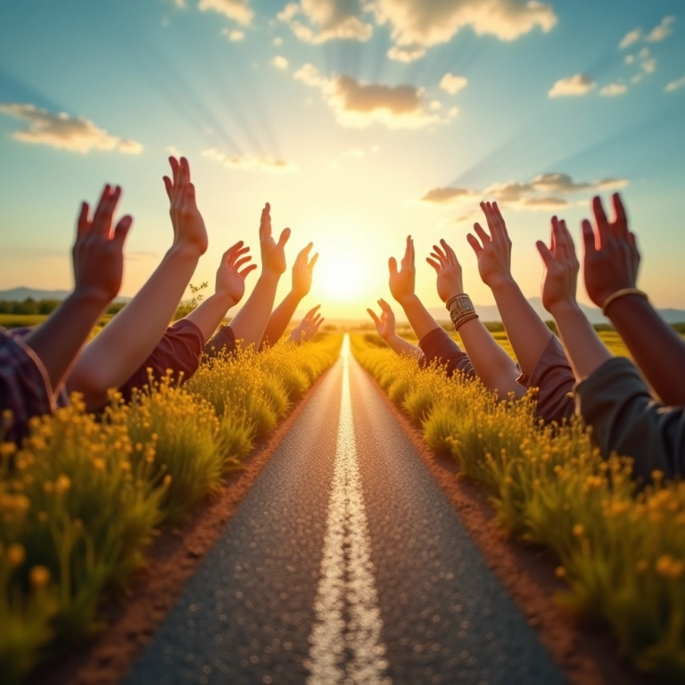 Mãos diversas escolhendo caminhos de carreira, representando a escolha da graduação certa.