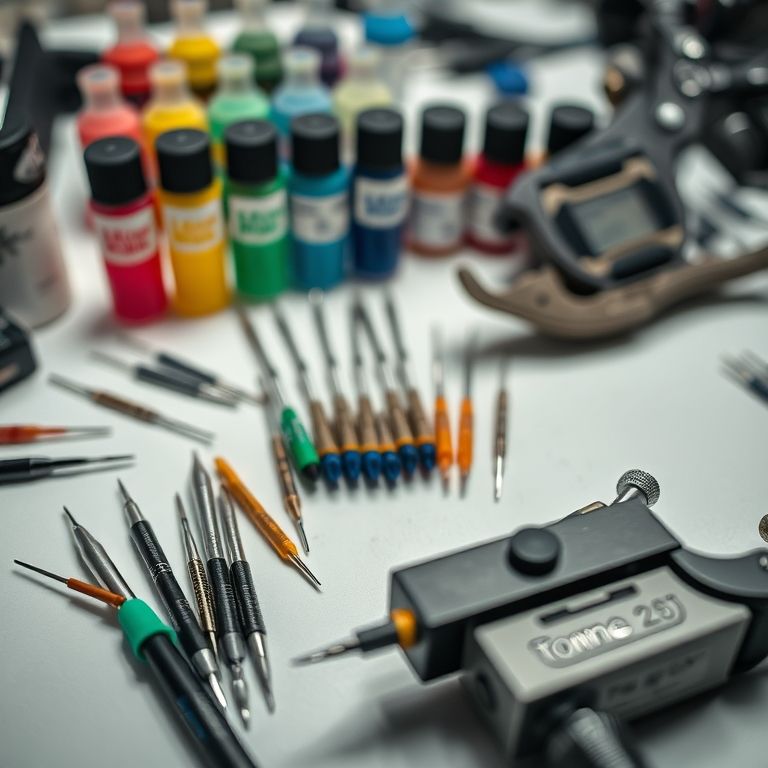 Materiais de trabalho de tatuador