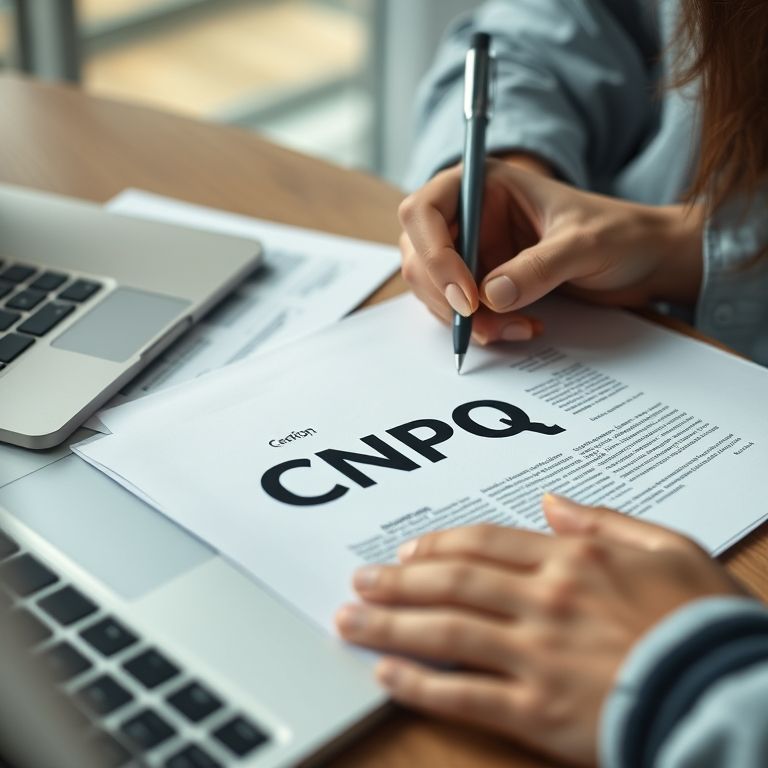 Mulher pesquisando oportunidades de bolsas do CNPq para pós-graduação.