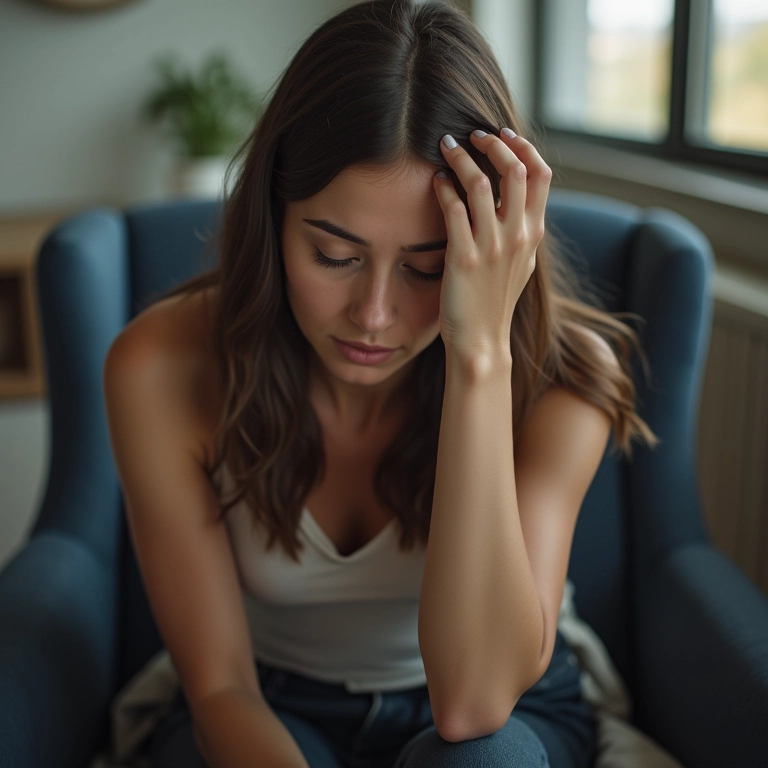 Mulher refletindo sobre erros passados para aprendizado.