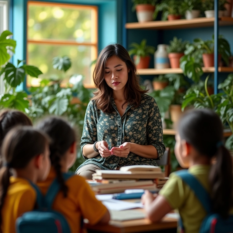 Professor ensinando em sala de aula brasileira.