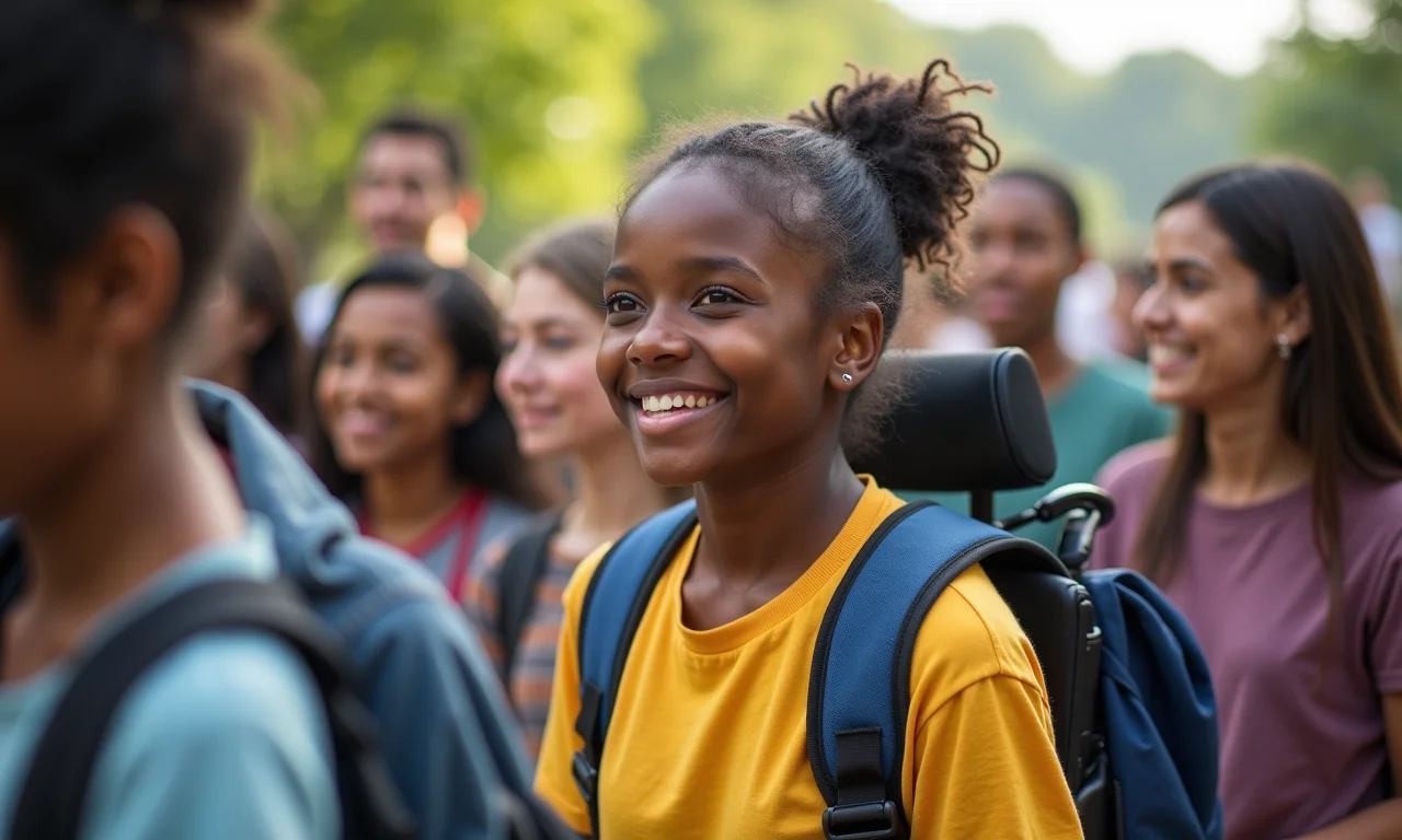 Alunos participam de evento de conscientização sobre acessibilidade.