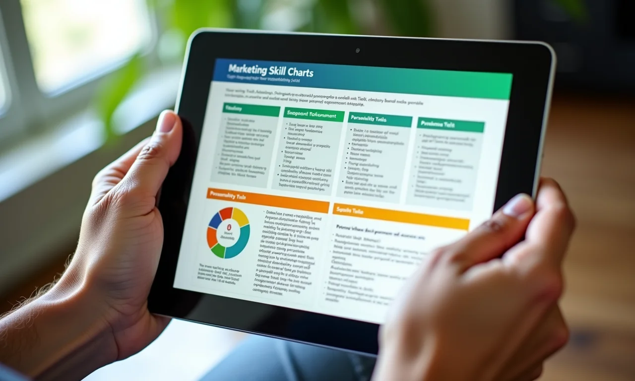 Análise de habilidades e traços de personalidade para o marketing em um tablet.