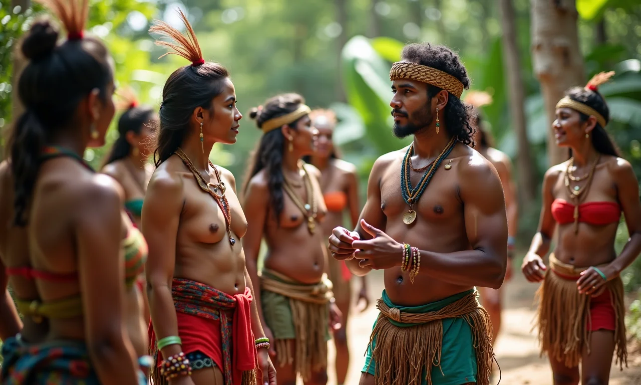 Antropólogos estudando cultura indígena brasileira.