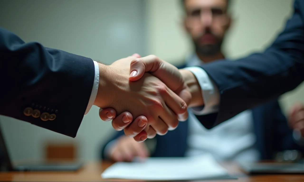 Aperto de mãos seguido de rescisão contratual, simbolizando o fim do período de experiência.