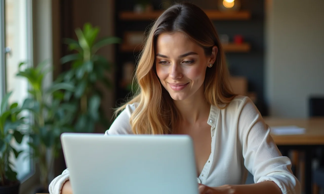 Brasileira estudando inglês online para vagas no exterior.