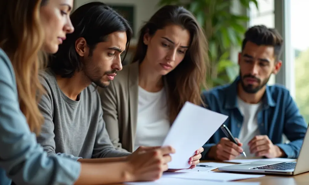 Qual Valor Seguro Desemprego 2023 Brasileiros preocupados analisando documentos sobre seguro-desemprego.