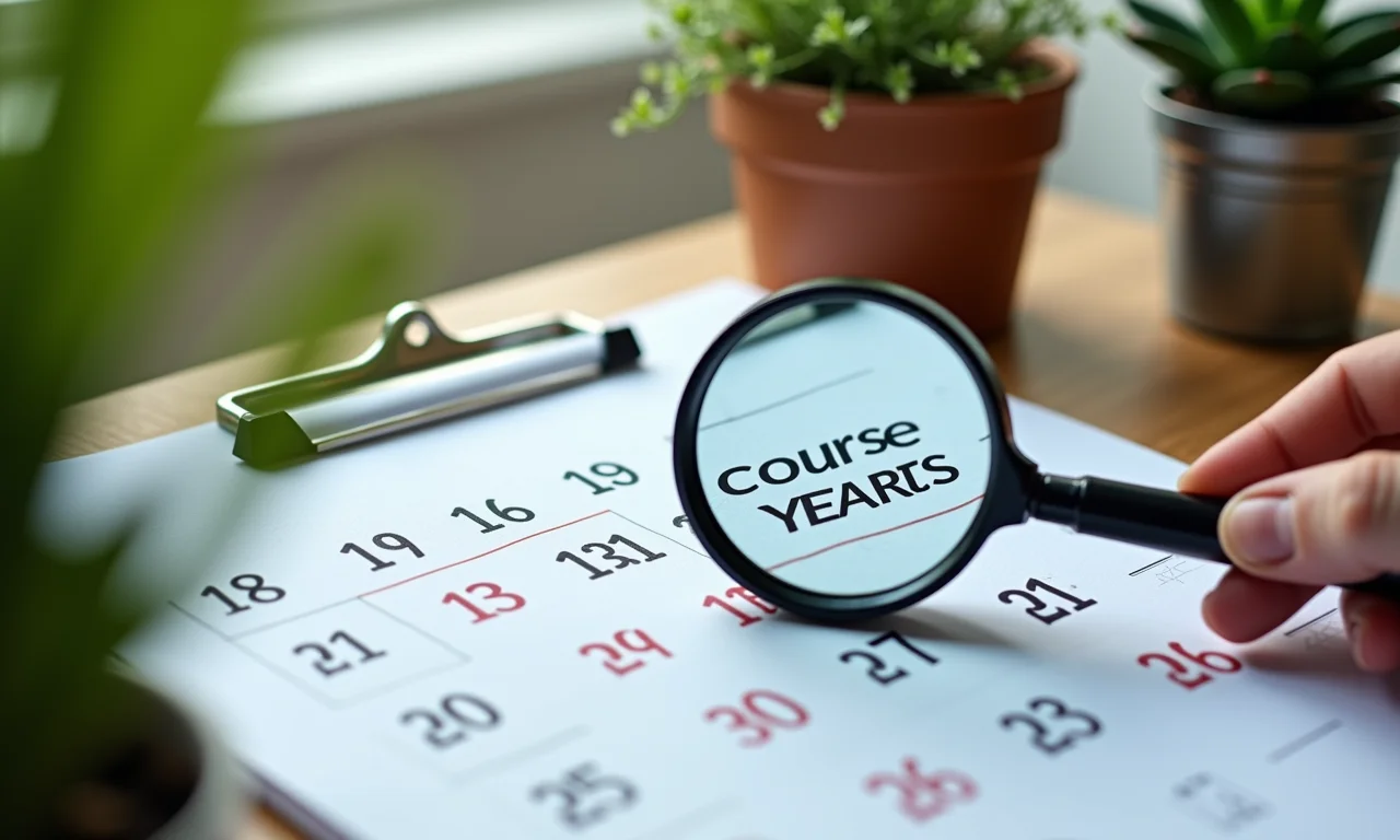 Calendário mostrando a duração de cursos tecnólogos e bacharelados.