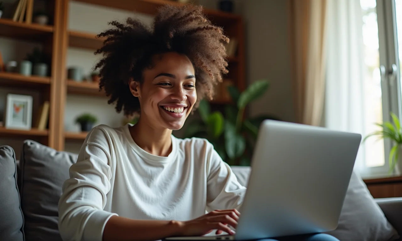 Criador de conteúdo brasileiro respondendo a comentários no YouTube em apartamento aconchegante.