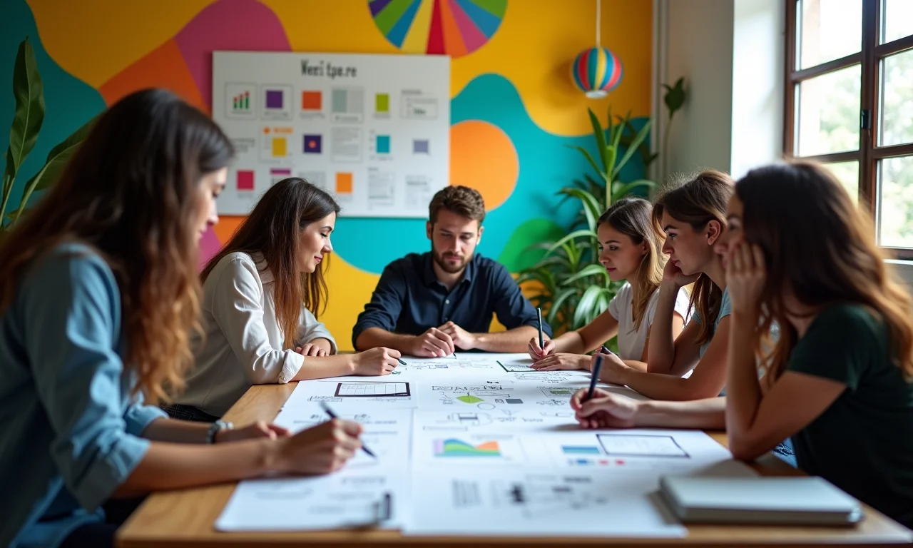 Designers participando de um workshop de Design Thinking.