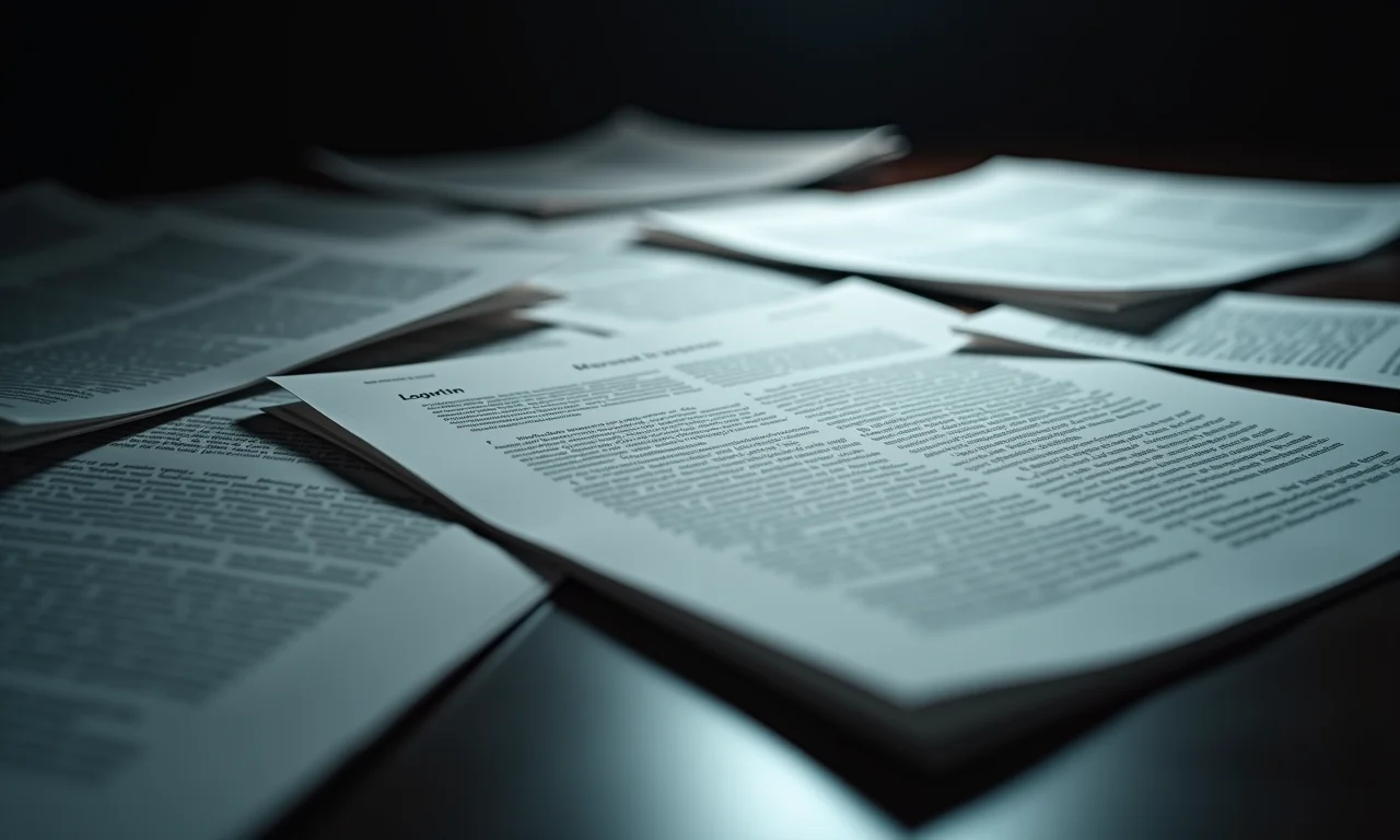 Documentos legais espalhados, simbolizando insegurança jurídica.