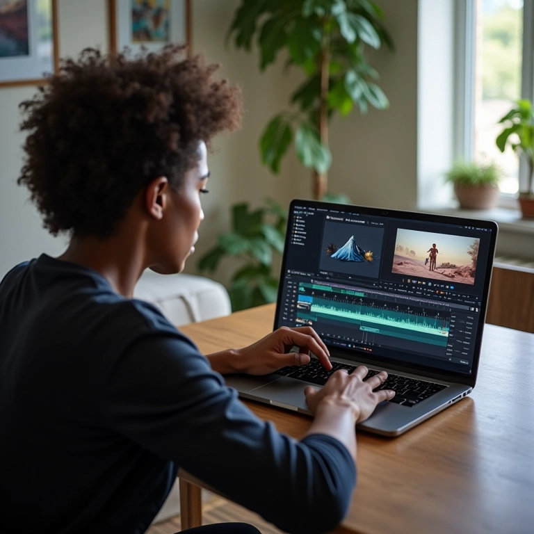 Editando vídeo de ciência para YouTube com software profissional.