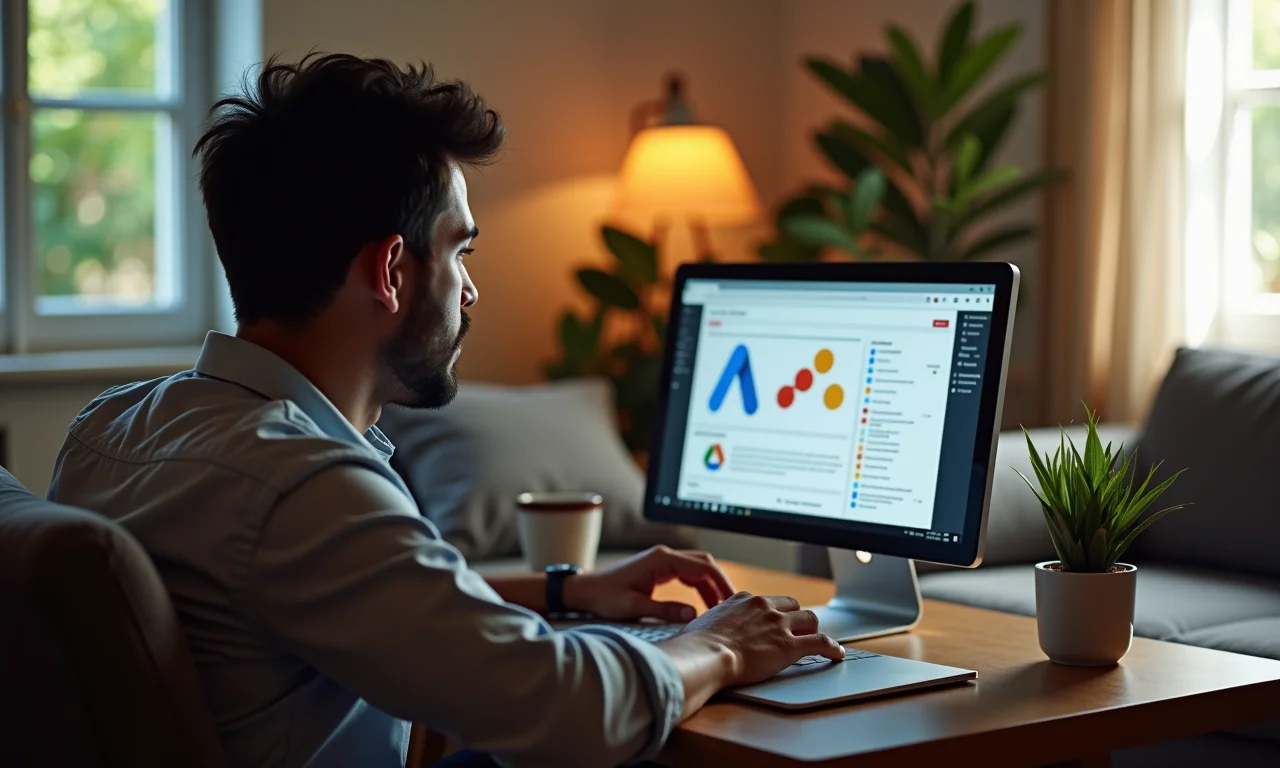 Empreendedor assistindo tutorial de Google Ads no YouTube.