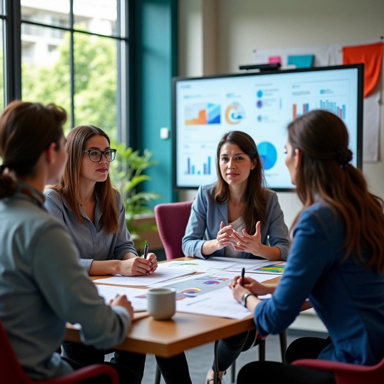 Equipe brasileira planejando campanhas de marketing digital.