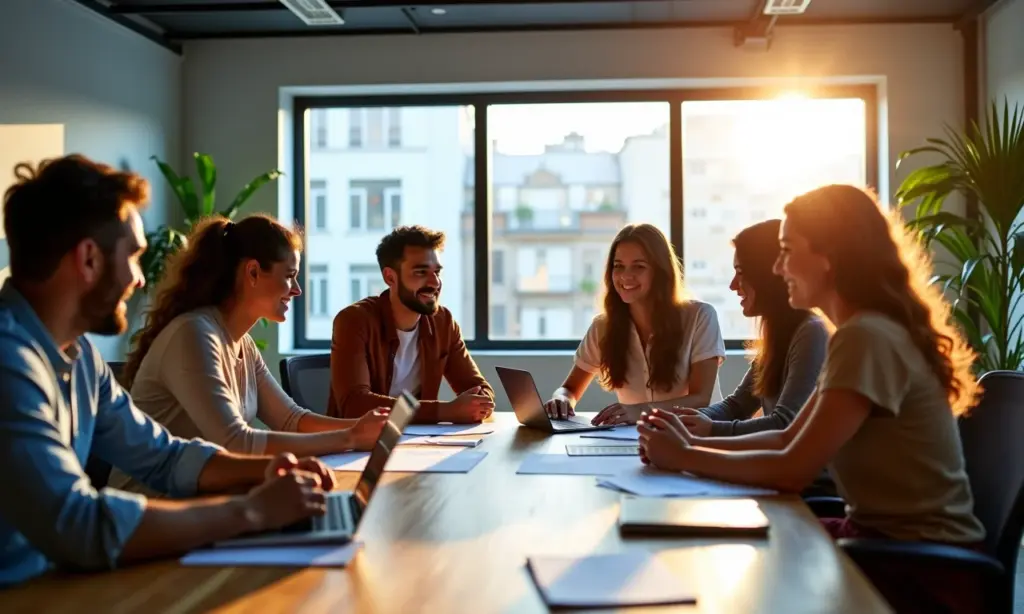 O Que é a Liderança Ágil e Como Aplicá-la na Sua Equipe Equipe diversa colaborando em uma sessão de brainstorming ágil.