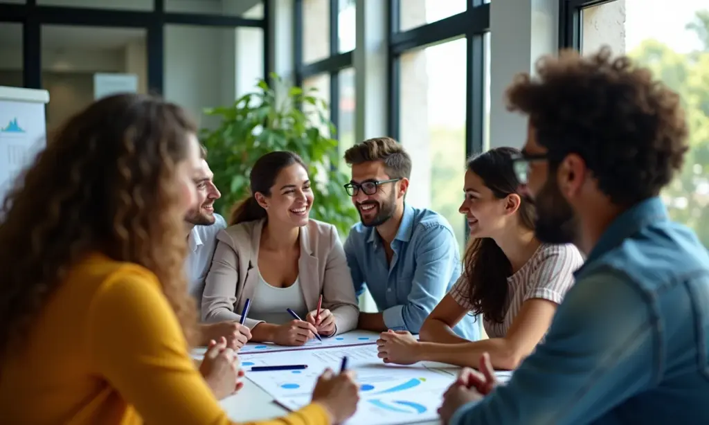 As 5 Habilidades Indispensáveis de um Gestor de Pessoas Equipe diversa de gestores de pessoas em brainstorming em escritório moderno no Brasil.