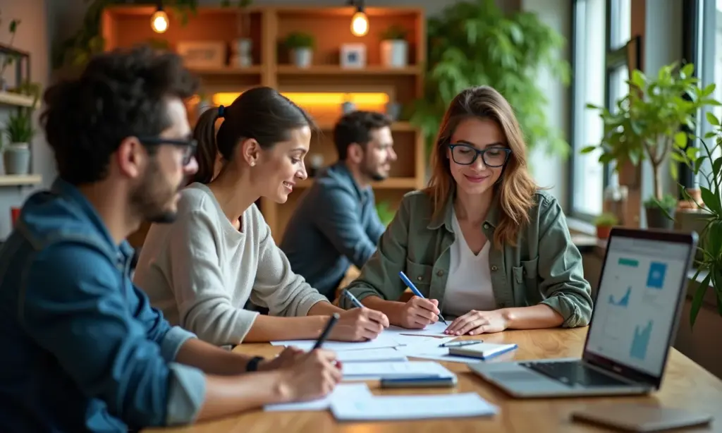 Vagas de Emprego Para Trabalhar em ONG Impacto Social e Carreira Equipe diversa trabalhando em projeto de impacto social em escritório vibrante.