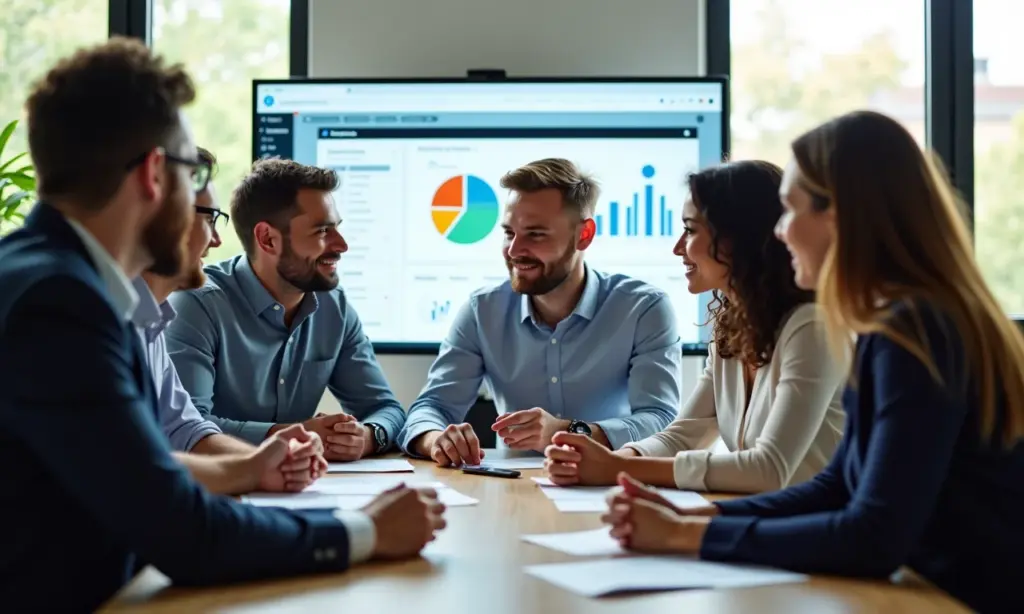 Cursos Online Gratuitos de Scrum Com Certificado Agilidade em Projetos Equipe diversa trabalhando em Scrum com certificado, foco em agilidade e colaboração.