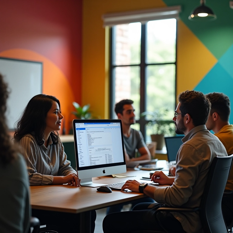Equipe usando Asana para gestão de projetos em escritório brasileiro.