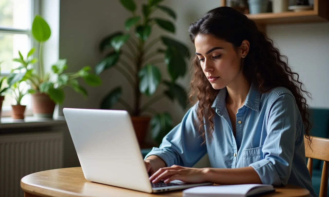 Estudante fazendo teste vocacional online em casa.
