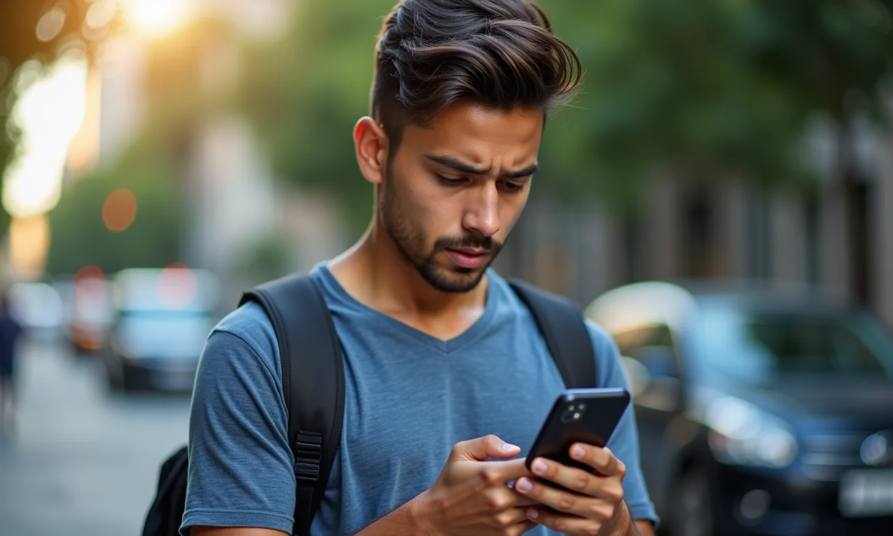 Estudante preocupado acompanhando as notas parciais do SiSU no celular.