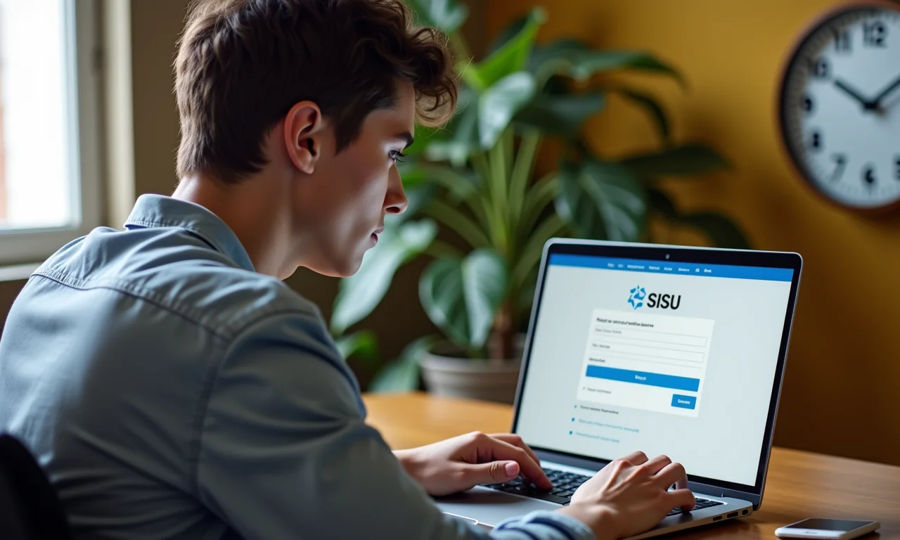 Estudante se apressando para se inscrever no SiSU no último minuto.