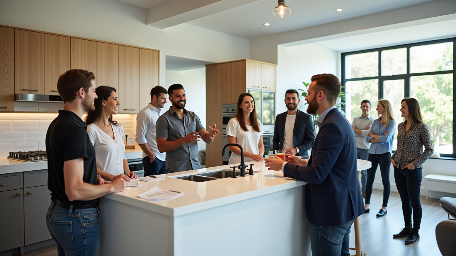 Dicas para Abrir uma Empresa de Móveis de Cozinha Equipe diversa planejando showroom de móveis de cozinha.