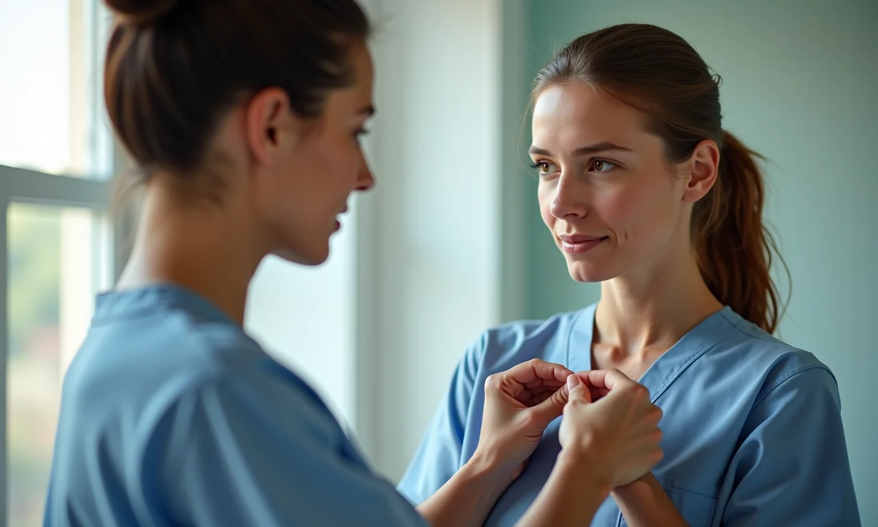Fisioterapeuta examinando paciente com cuidado e precisão.