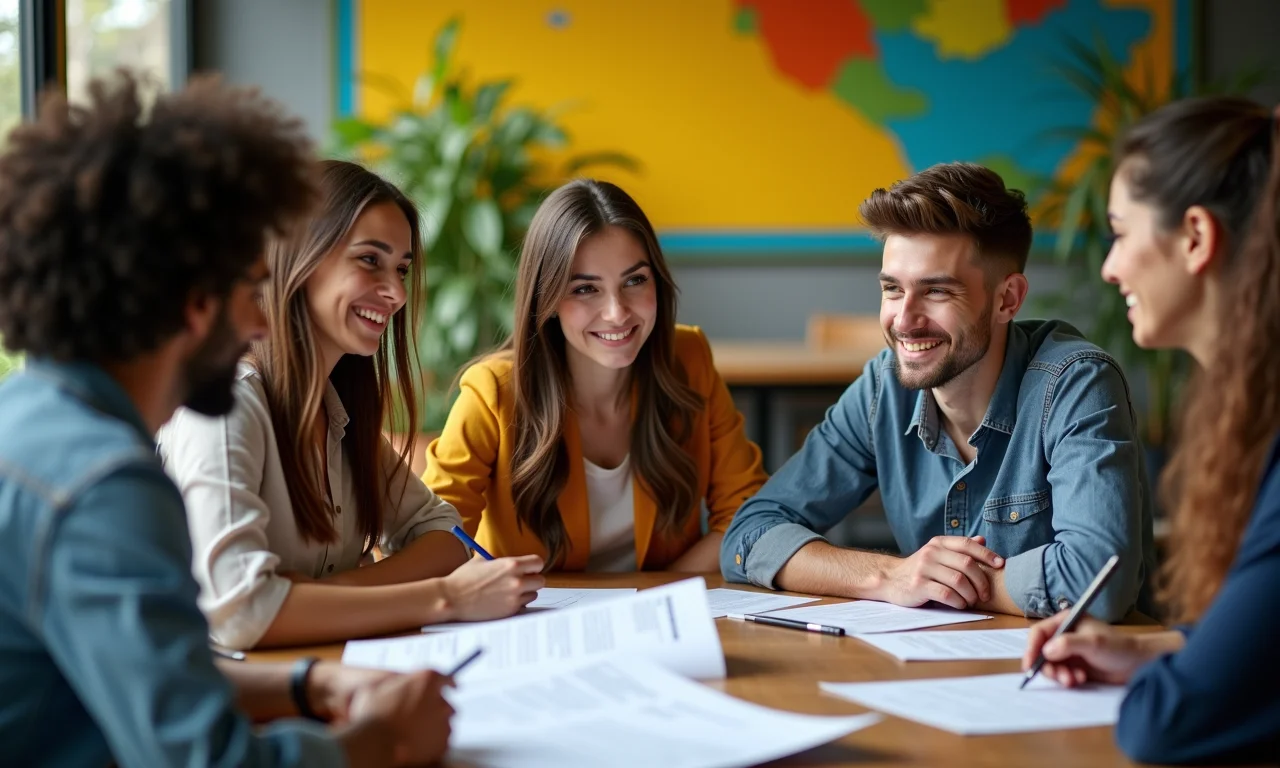 Grupo de profissionais discutindo como destacar a formação acadêmica no currículo.