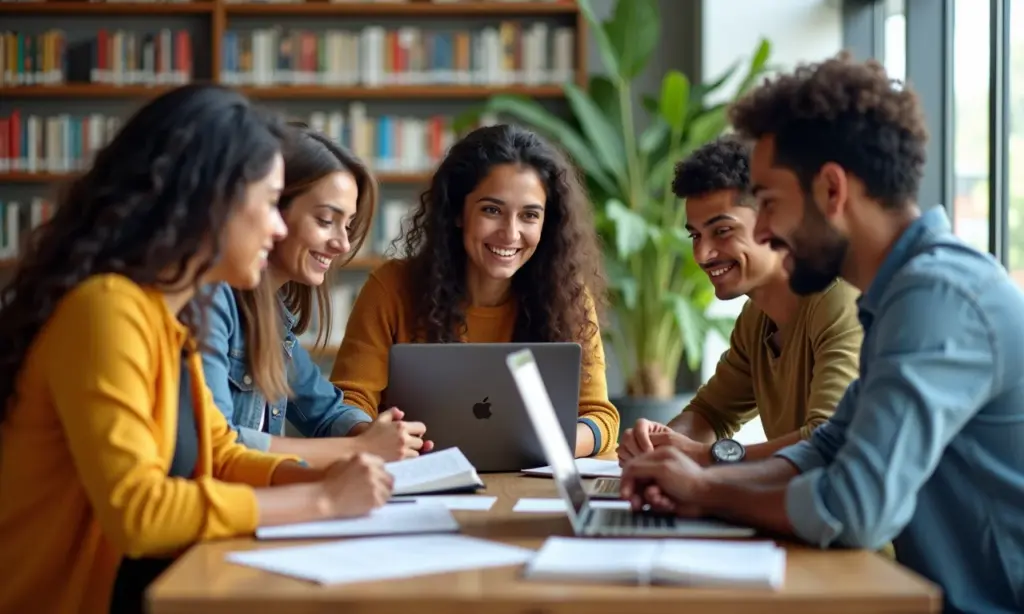 O Que é o ENEM dos Concursos e Como Vai Funcionar Grupo diverso de brasileiros estudando juntos para o ENEM dos Concursos.