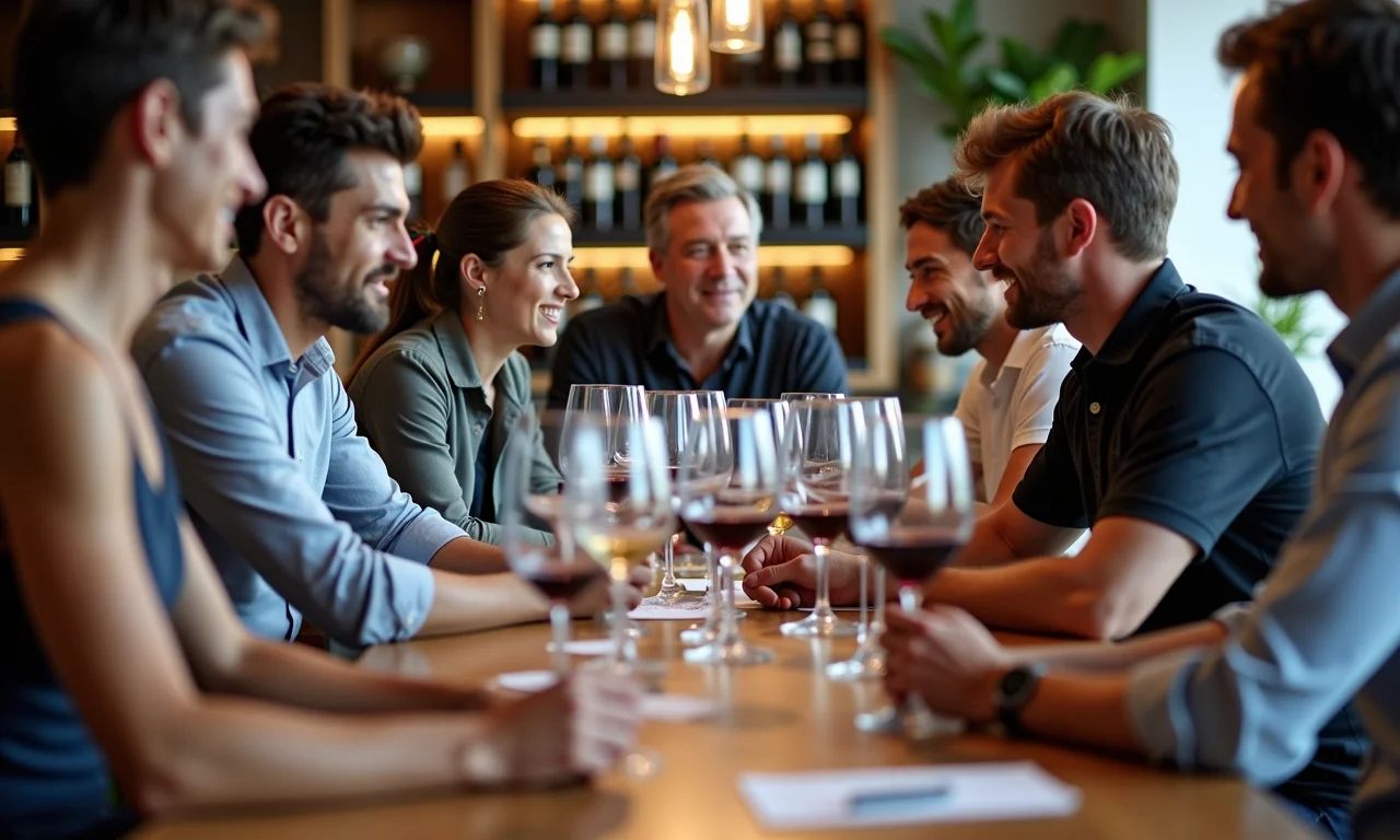 Grupo diverso de sommeliers em curso de certificação.