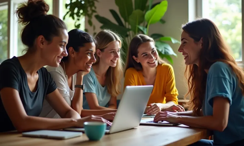 Udemy Cursos Vale a Pena O Que Você Precisa Saber Grupo diverso estudando cursos Udemy online em ambiente vibrante.