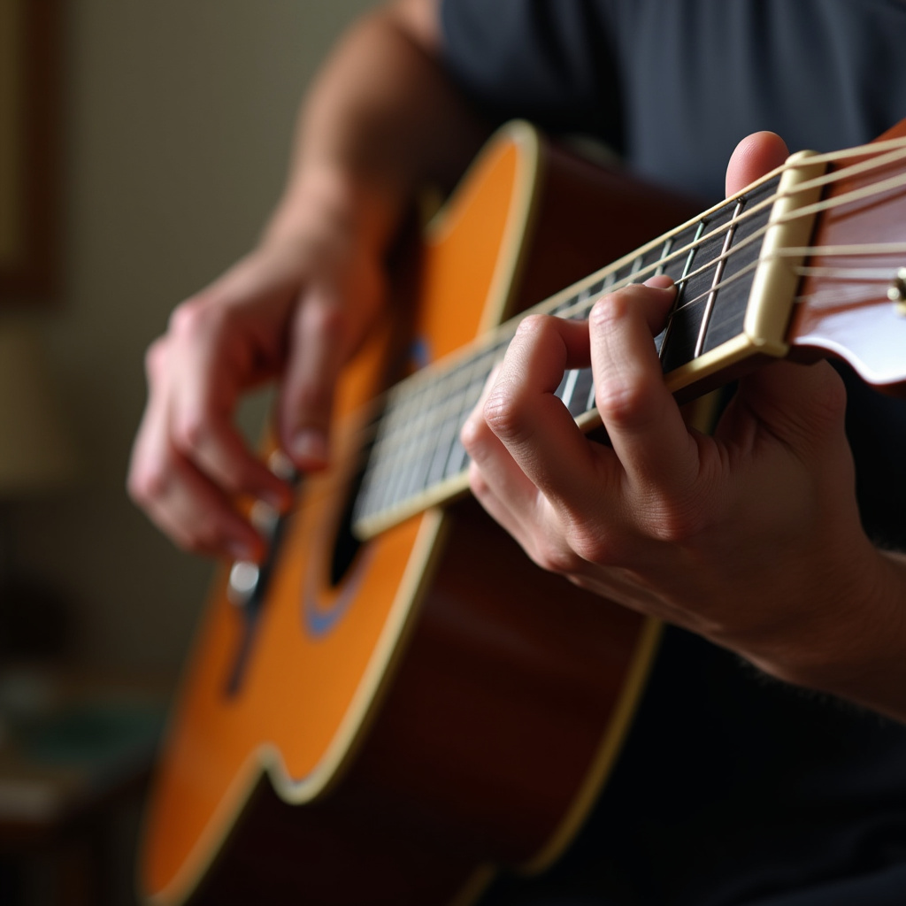 Praticando guitarra com eficiência.
