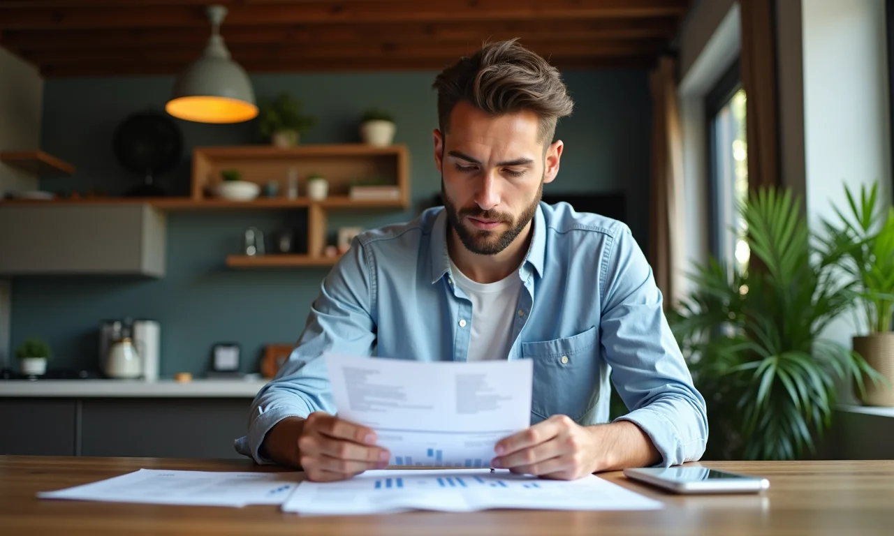 Jovem analisando documentos financeiros para o FIES.