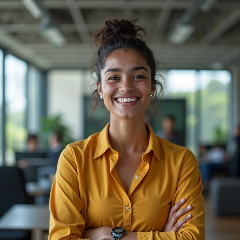 Jovem em entrevista de emprego no Brasil.