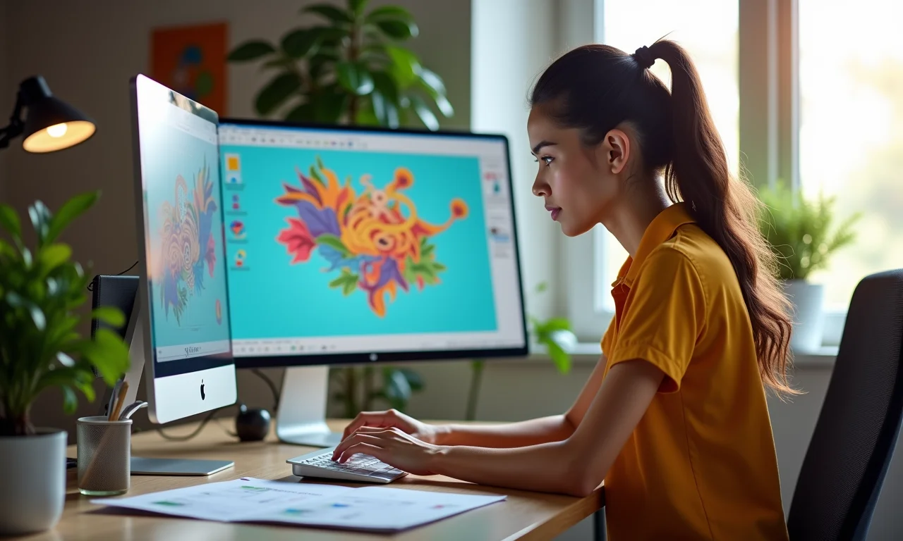 Jovem profissional brasileira trabalhando com software CAD em escritório.