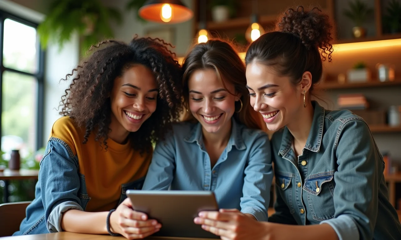 Jovens consultando os requisitos para inscrição no programa Jovem Aprendiz em um café.