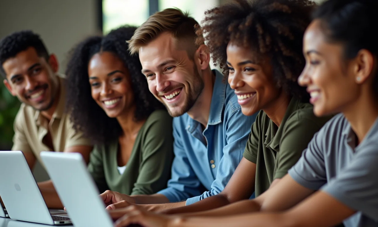 Jovens de diferentes etnias se alistando para o serviço militar online.