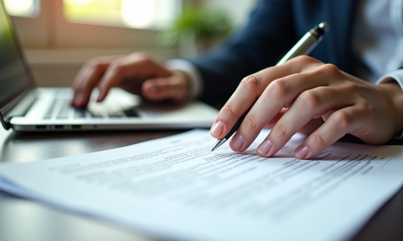 Mãos digitando documentação sobre problema no trabalho.