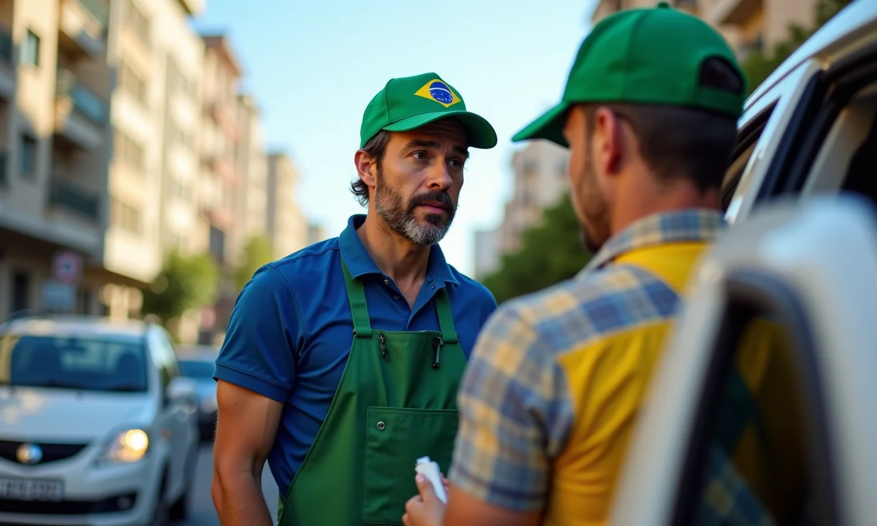 Motoboy recebendo primeiros socorros após acidente de trabalho.