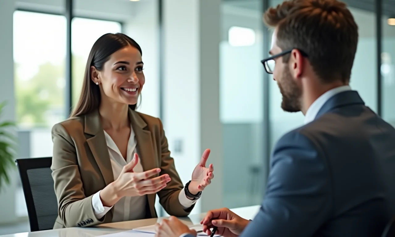 Mulher comunicando limites de forma assertiva no trabalho.